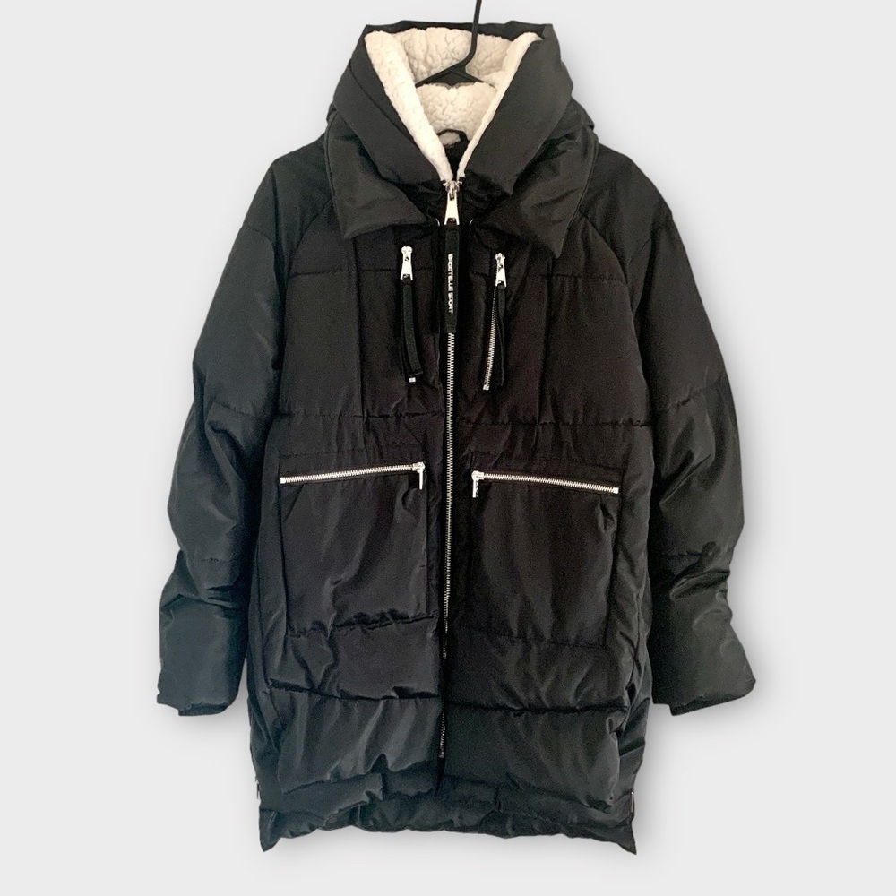 BAGATELLE | Bagatelle Sport Puffer Jacket Utility Sherpa Hood | Black | Sz M
